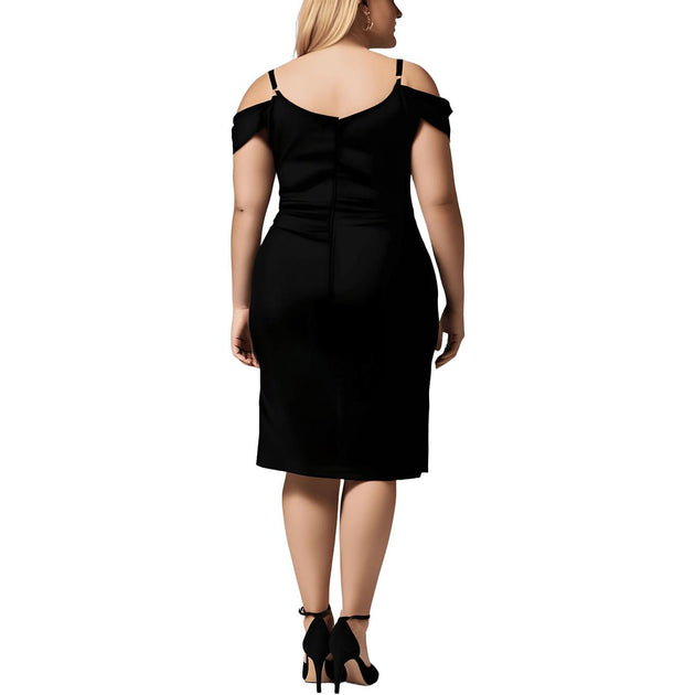 B. Darlin Plus Womens Ruched Satin Midi Dress | ShopSimon