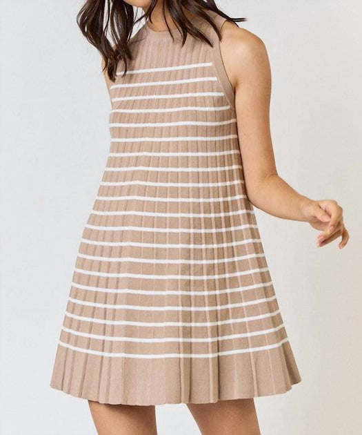 lalavon Casual Elegance Streifen Strickkleid Beige Large 4