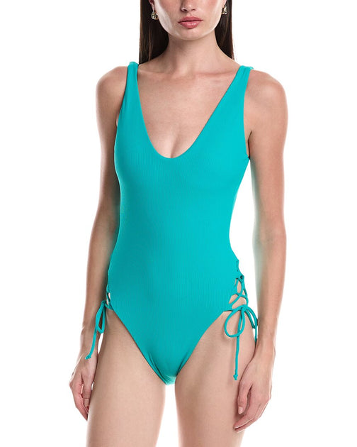 BECCA Modern Edge Hi-Leg One-Piece Blue Medium 2