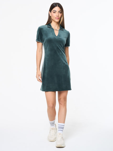 Sergio Tacchini Lina Velour Dress Green Small 2