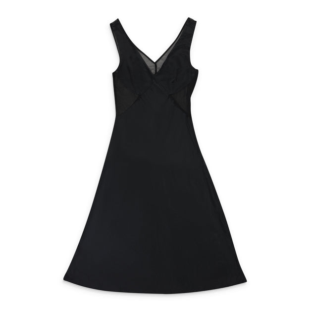 Callipygian Sheer Panel Bias Day Dress Black US 6 2