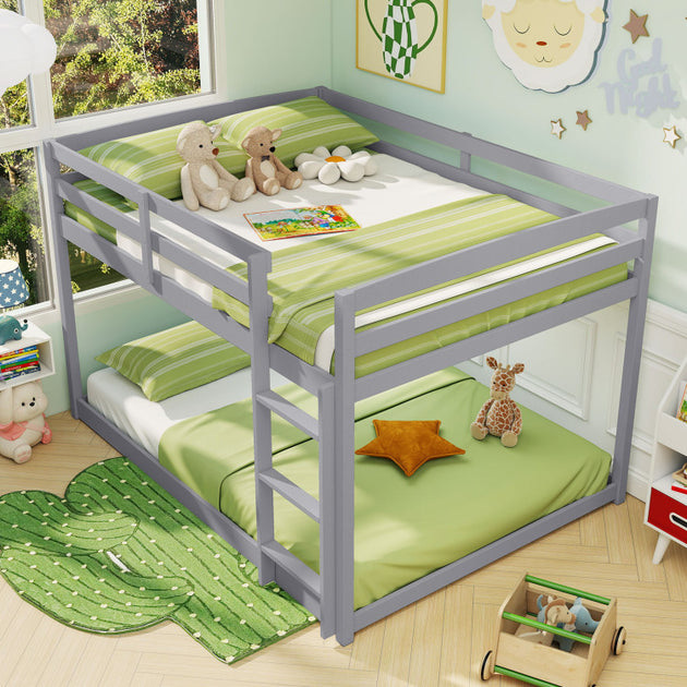 Hivvago Full Over Full Bunk Bed Grey/White 5