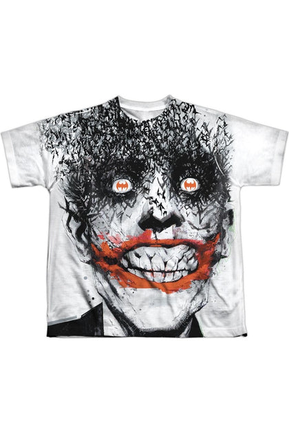 Gildan Batman Bats On The Brain Short Sleeve Youth Poly Crew Tee White Large 2
