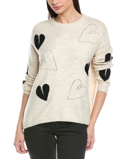 Vince Camuto Many Hearts Sweater Beige L 2