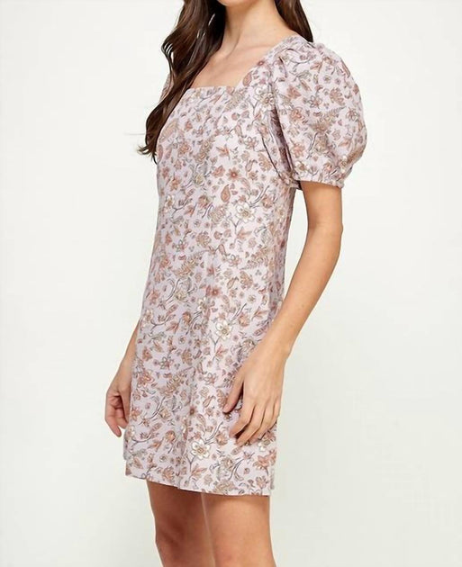 Ellison Square Neck Lilacs Dress Pink Large 3