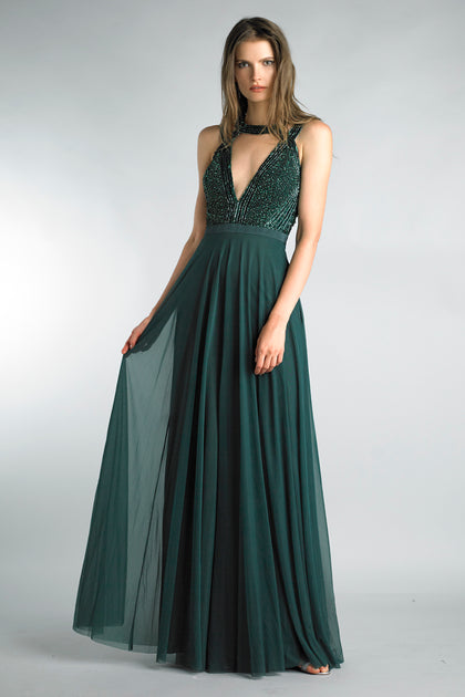 Basix Black Label Ärmelloses Illusionsabendkleid Grün US 4 2