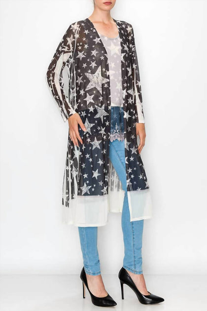 Origami Star Long Sleeve Duster Black XL 3