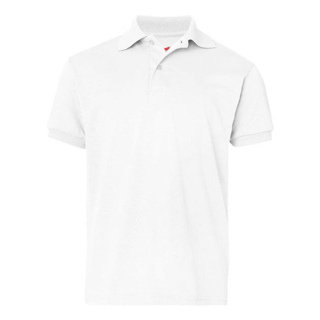 Hanes Youth Ecosmart Jersey Polo White Small 2