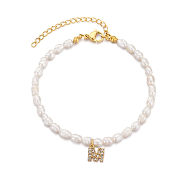 Adornia Letter Pearl Bracelet Silver 4