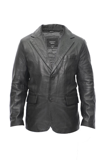 Infinity Hamilton Men's Leather Blazer Black Large 3
