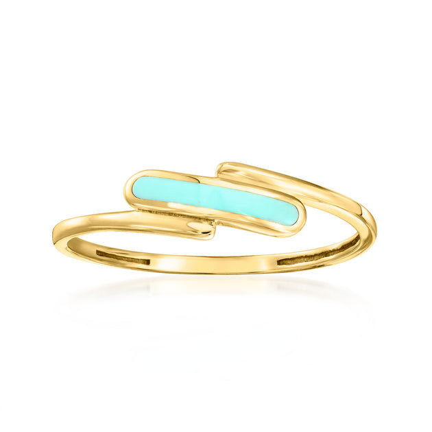 Ross-Simons Bypass Ring Yellow Gold Turquoise US 6 2