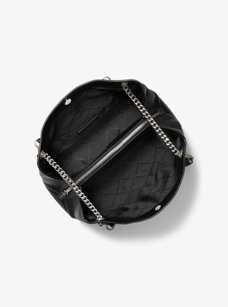 Michael Kors Christina Medium Pebbled Leather Messenger Bag Black One Size 3
