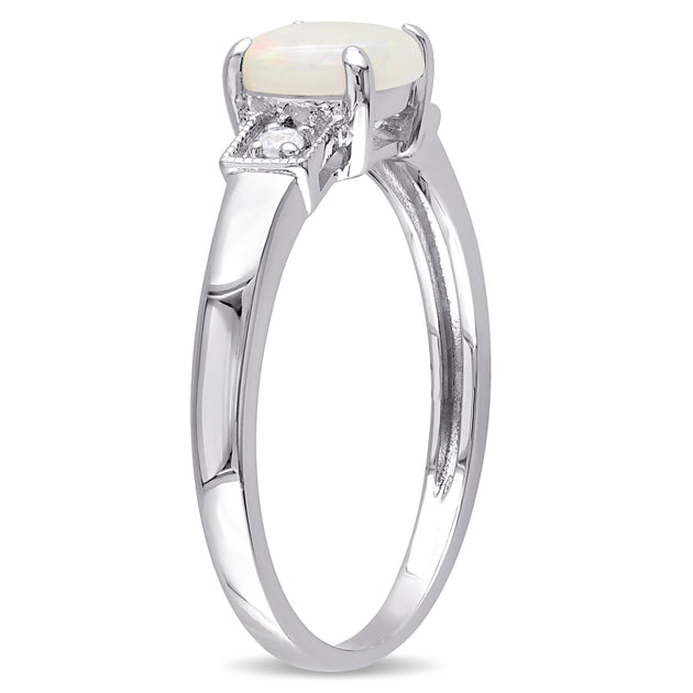 Mimi & Max Opal Diamond Accent Ring Silver US 6 4