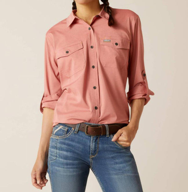 Ariat Made Tough Durastretch Shirt Pink 2X 2