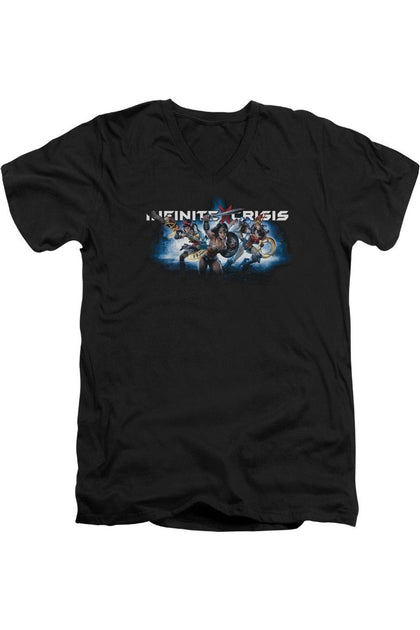 Gildan Infinite Crisis IC Blue Short Sleeve V Neck Cotton T-Shirt Black Medium 2