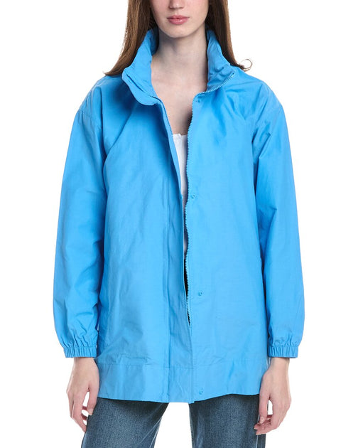 Eileen Fisher Stand Collar Coat Blue XS 2