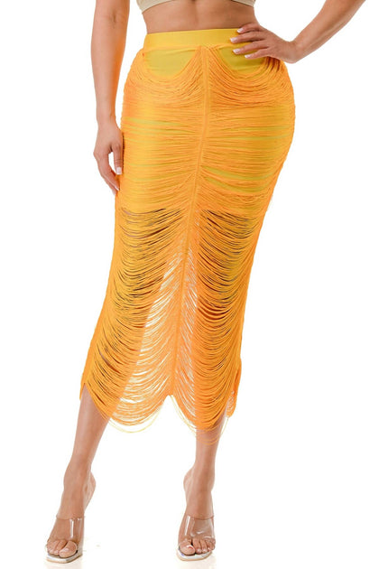 HIGHLIGHT String Midi Skirt Yellow 1X 2