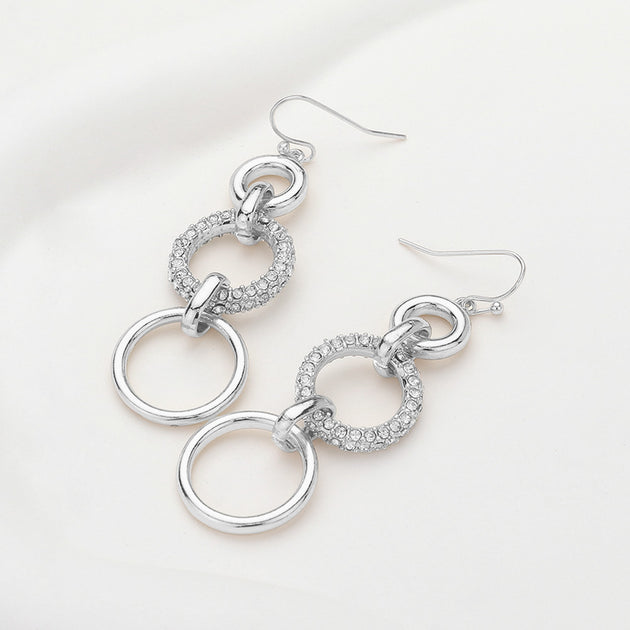 FASHNZFAB O Ring Link Dangle Earrings Silver 3