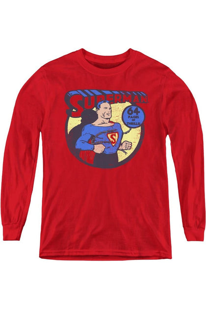 Gildan DC Comics Superman 64 Youth Long Sleeve Tee Red XL 2
