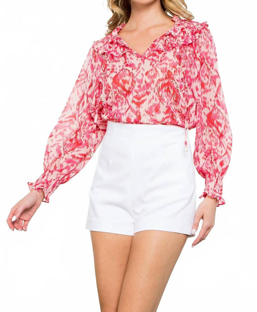 THML Sheer Print Top Pink Medium 2