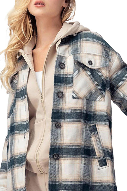 Urban Daizy Checked Sherpa-Lined Shacket Multi Small 4