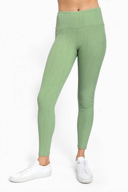 mono b Tactel Textured Lines Leggings Green Medium 2