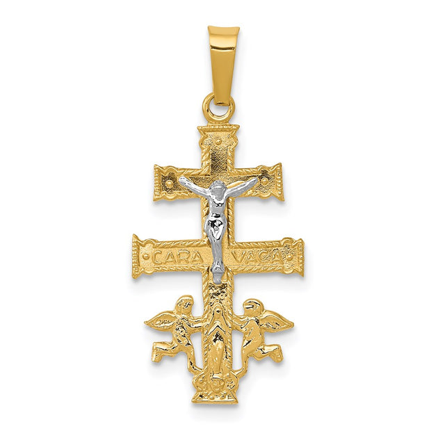 Diamond2Deal Cara Vaca Crucifix Pendant Two-tone Gold 2
