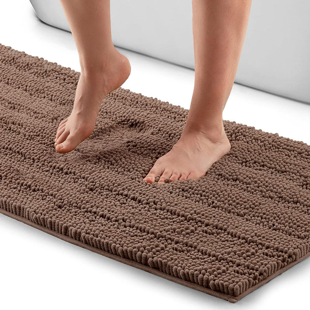 Zulay Kitchen Soft Shaggy Bathroom Rug Beige 17x47 2