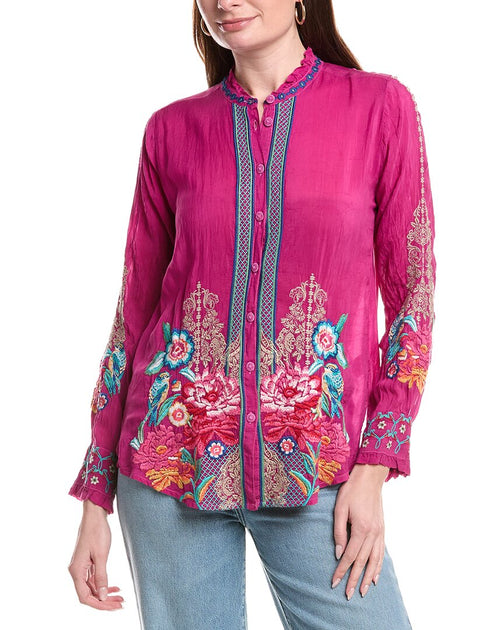 Johnny Was Amyle Shirt Pink Large 2