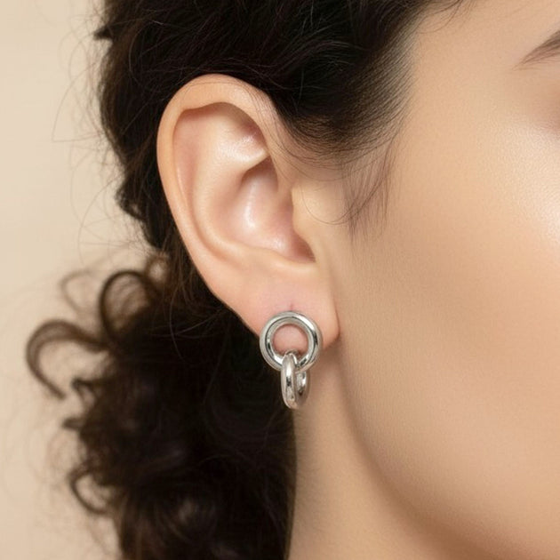 FASHNZFAB Interlocking Double Loop Drop Earrings Multi 4