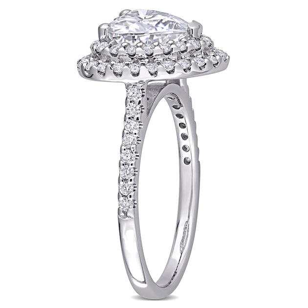 Mimi & Max Double Heart Halo Engagement Ring Silver US 9 4