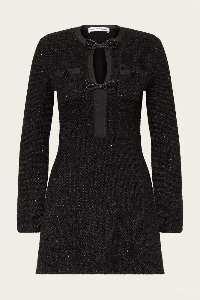 self portrait black sequin knit mini dress self-portrait In Ladies dresses