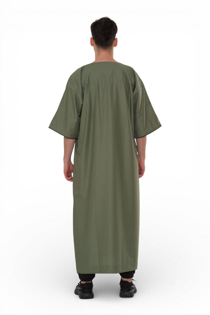 TT-006 Moroccan Gandoura Throbe Olive Green Medium 4