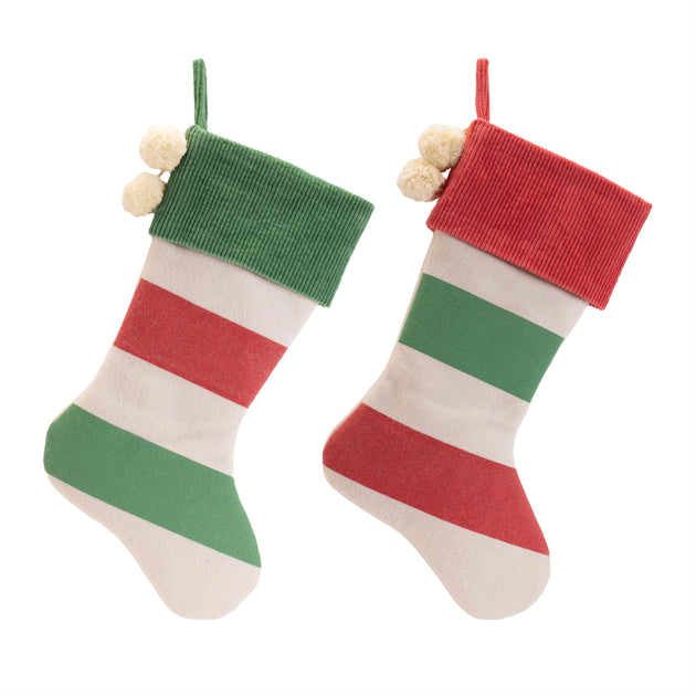 Hivvago Striped Wool Stocking White/Green/Red 48.3 cm 2
