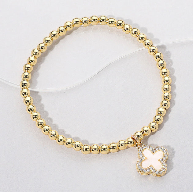 FASHNZFAB Reversible Beaded Stretch Bracelet Gold Silver One Size 2