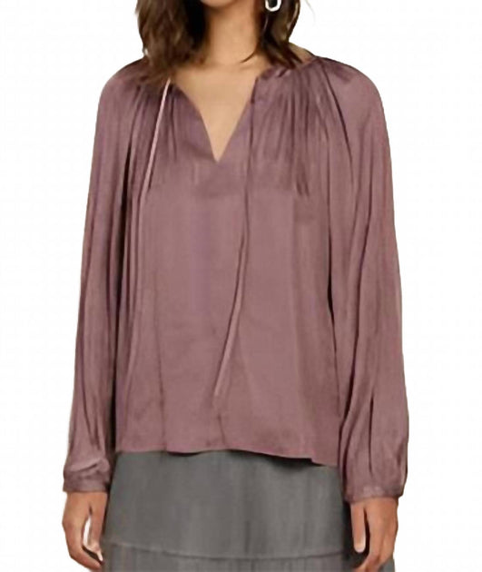 Current Air Split Neck Long Sleeve Top Pink Small 2
