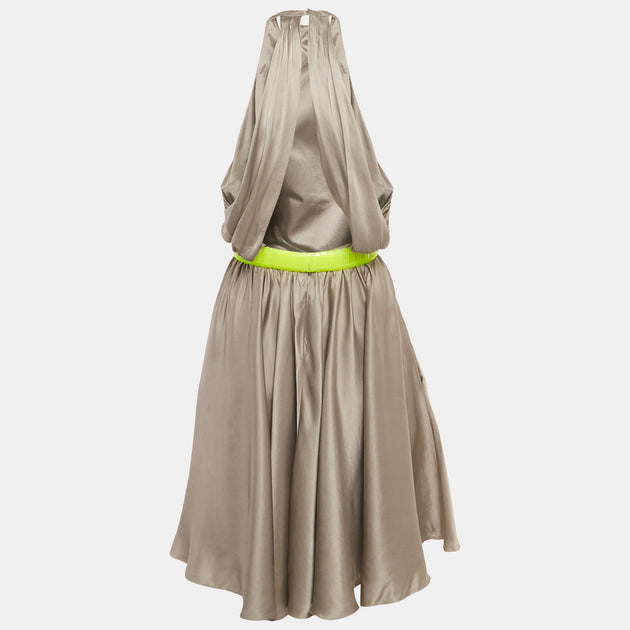 Versace Graue Seiden-Halter-Mini-Kleid 3