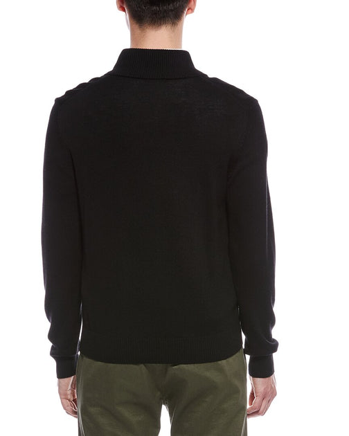 Bruno Magli Pull Col Roulé En Laine Mérinos Tressé 1/4-Zip Noir Medium 3