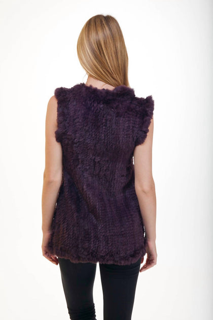 LOVE TOKEN LT49-04 Long Rabbit Fur Vest Purple XSmall 3