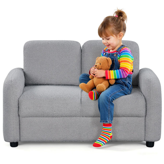 Hivvago 2-Seat Kids Sofa Teddy Fleece 4