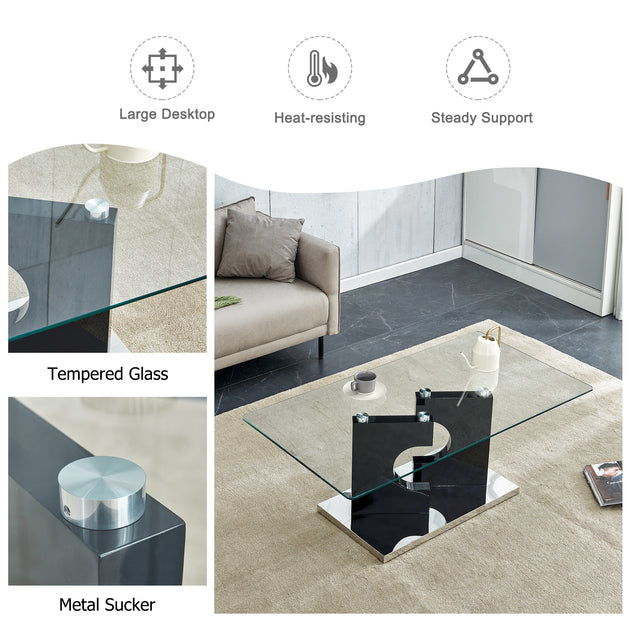 Streamdale Furniture Streamdale Modern coffee table with tempered glass