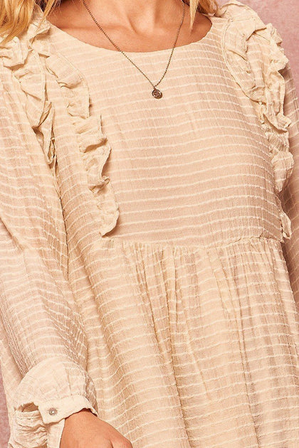 TRUEDAMES Semi-sheer Striped Woven Top White Medium 4