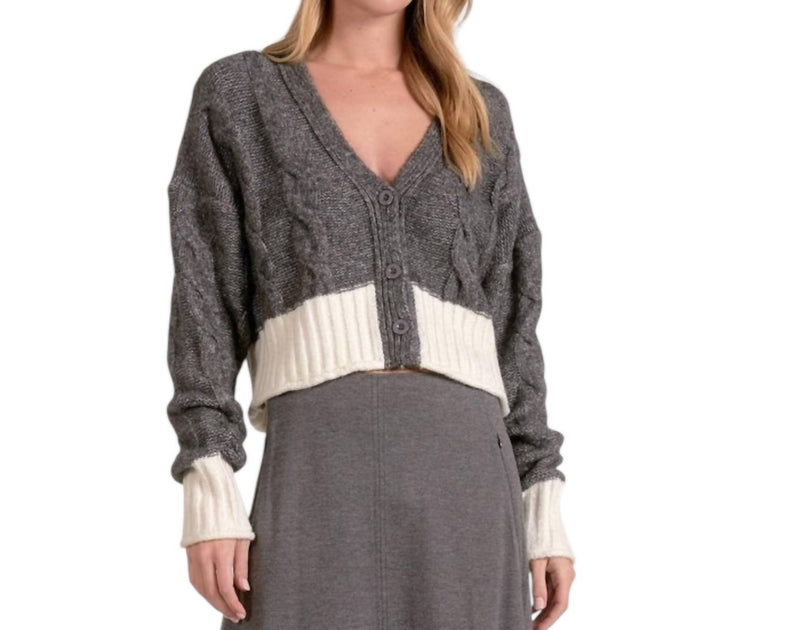 ELAN Carrie Cardigan Sweater Grey Small 2