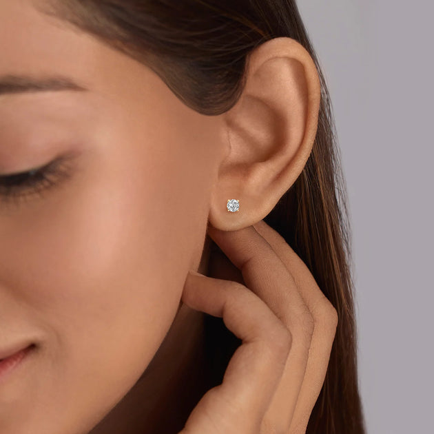 Diamond2Deal Solitaire Stud Earrings Silver 4