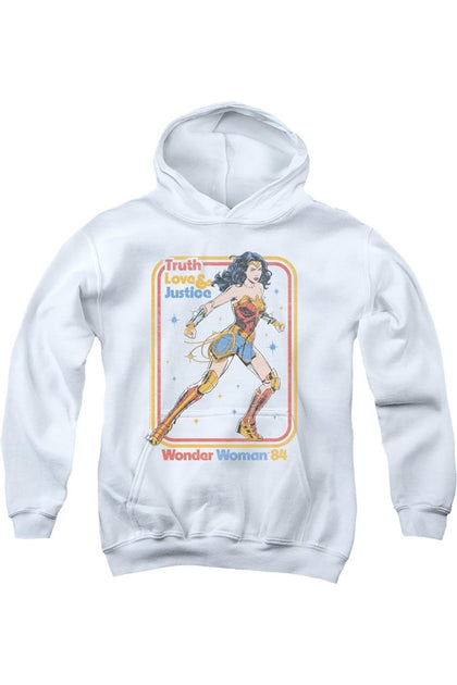 Gildan Wonder Woman 84 Youth Hooded Sweatshirt White Medium 2
