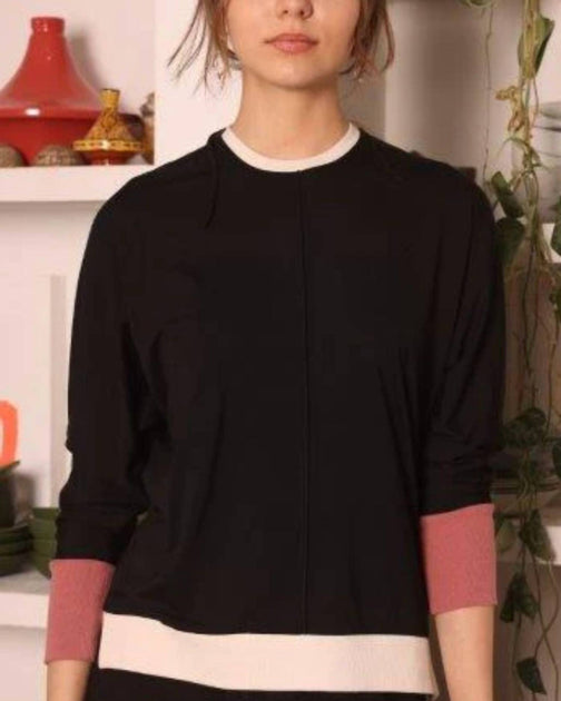 Simondona Crewneck Dolman Sleeve Top Black Small 3