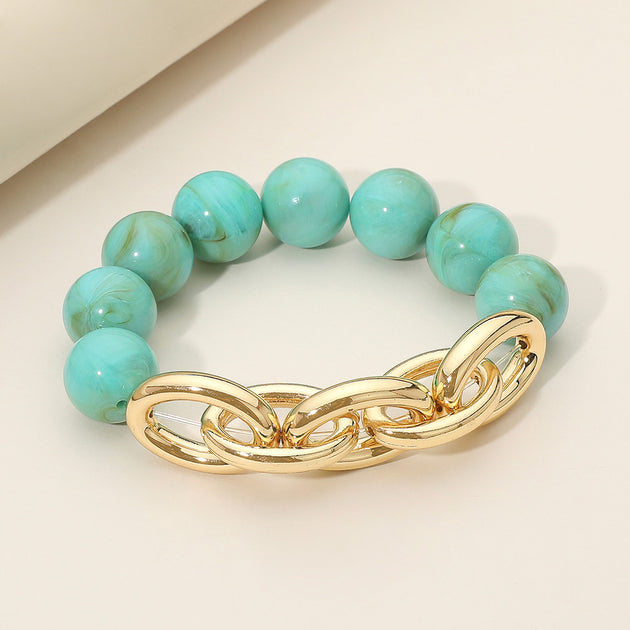 FASHNZFAB Beaded Stretch Bracelet Silver One Size 6