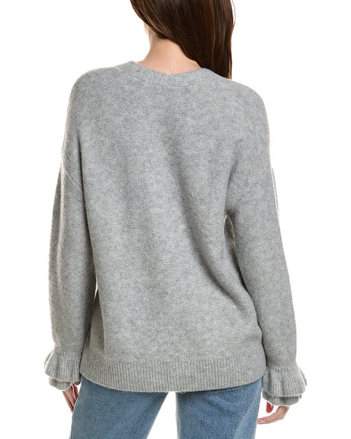 CeCe Ruffle Cuff Cardigan Grey Large 3