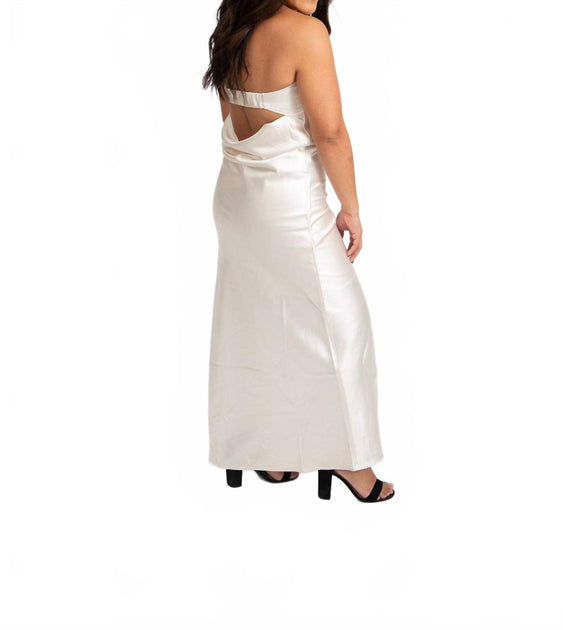 In The Beginning Strapless Open Back Maxi Dress White Small 4