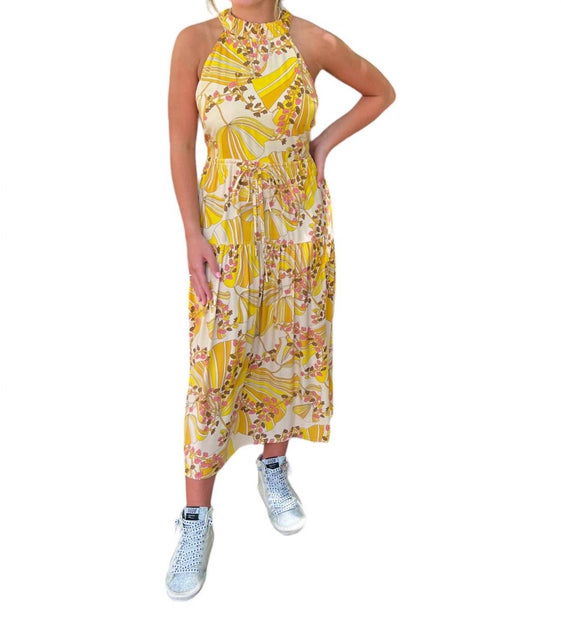 Flora Bea Chappell Midi Dress Yellow Medium 2